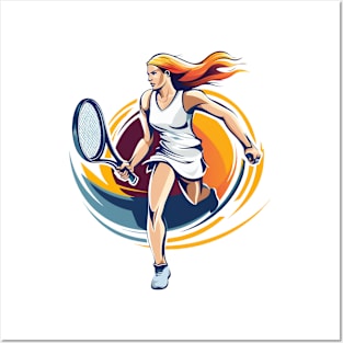 woman playing tennis Posters and Art